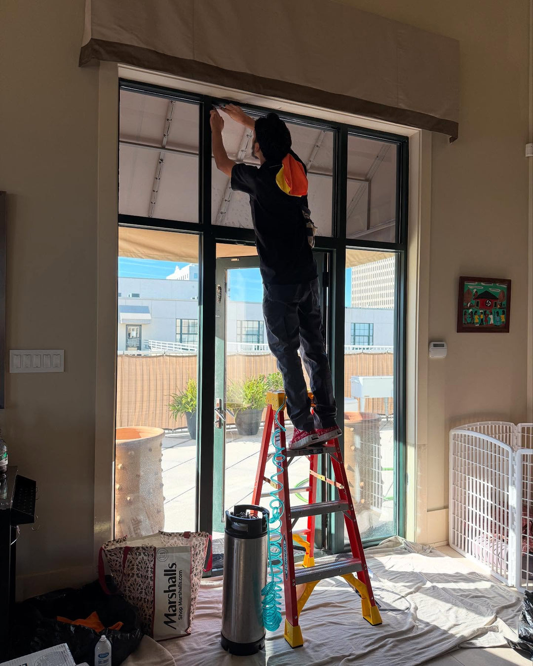 store door window tint installation security mirror