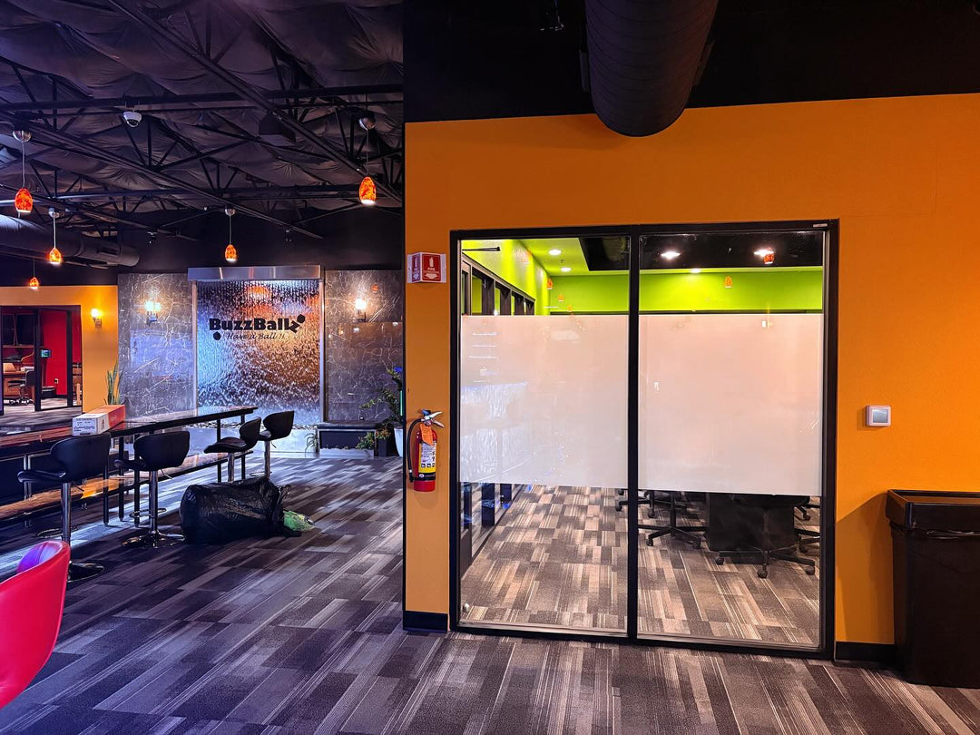 Conference room glass doors privacy decorative tint