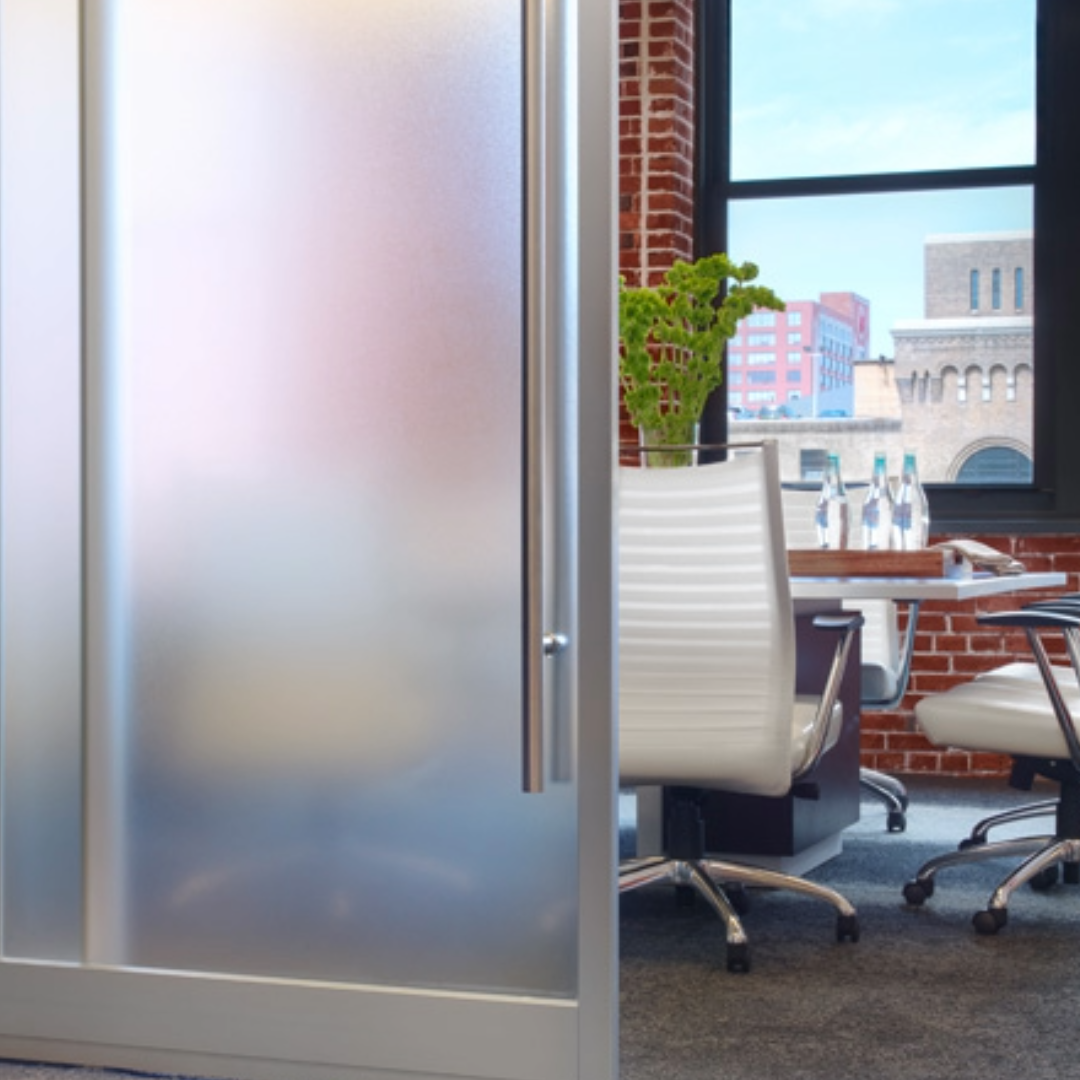 Frosted glass office door 
