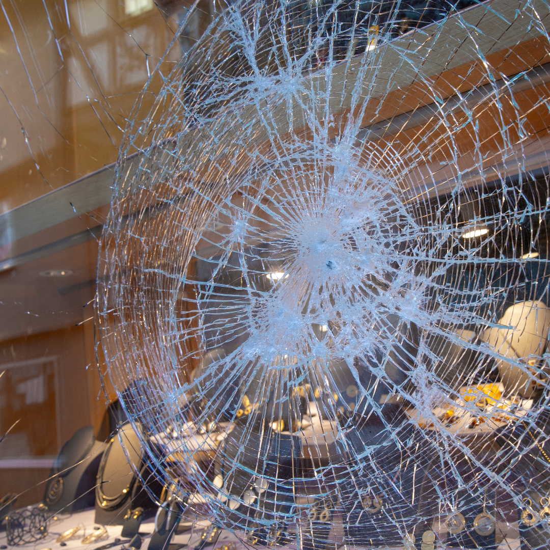 Broken glass storm protection window tint
